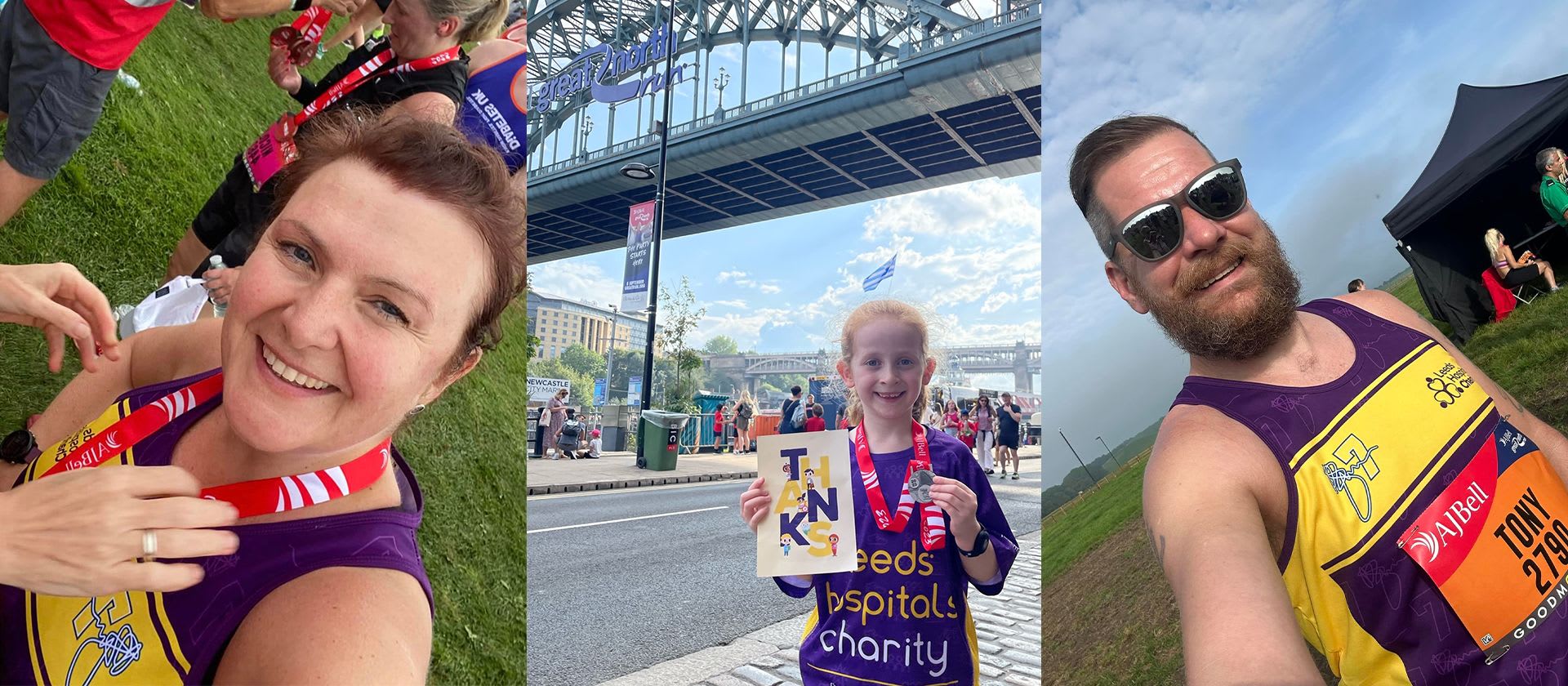 Runners supporting Leeds Hospitals Charity at the Great North Run in 2023